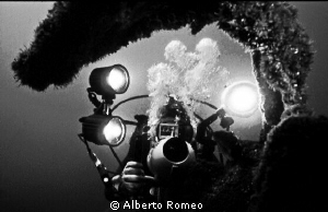 Videomaker in "Doria" wreck in Azores Islands. 
In 1980'... by Alberto Romeo 